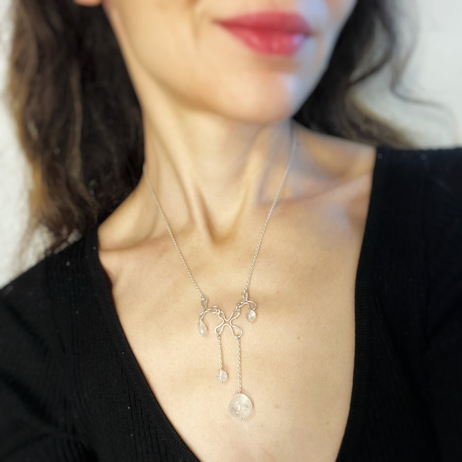 Quartz silver necklace