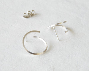 Silver hoop curl earrings