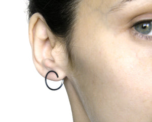 Silver hoop curl earrings