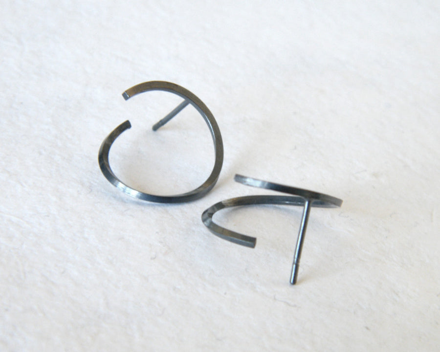 Silver hoop curl earrings