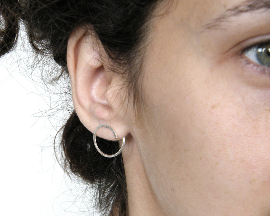 Silver hoop curl earrings