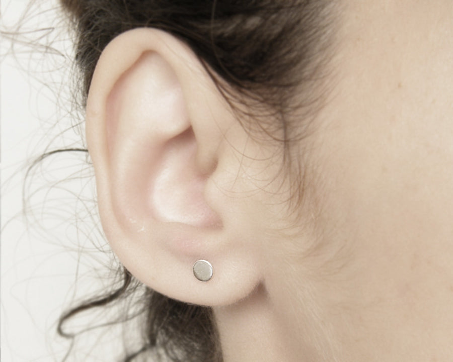 Tiny circle stud earrings, dot studs