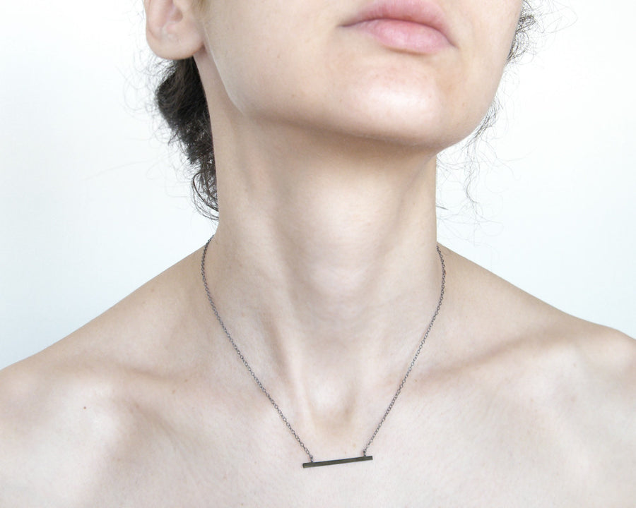 Silver bar minimalist necklace