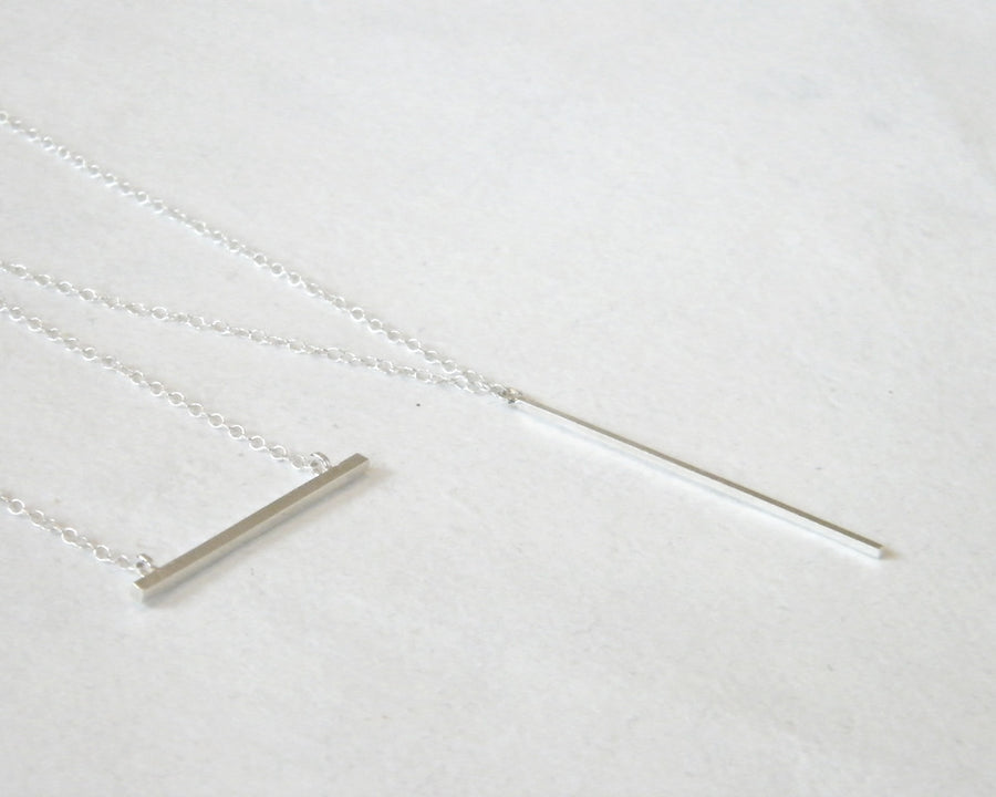 Silver bar minimalist necklace
