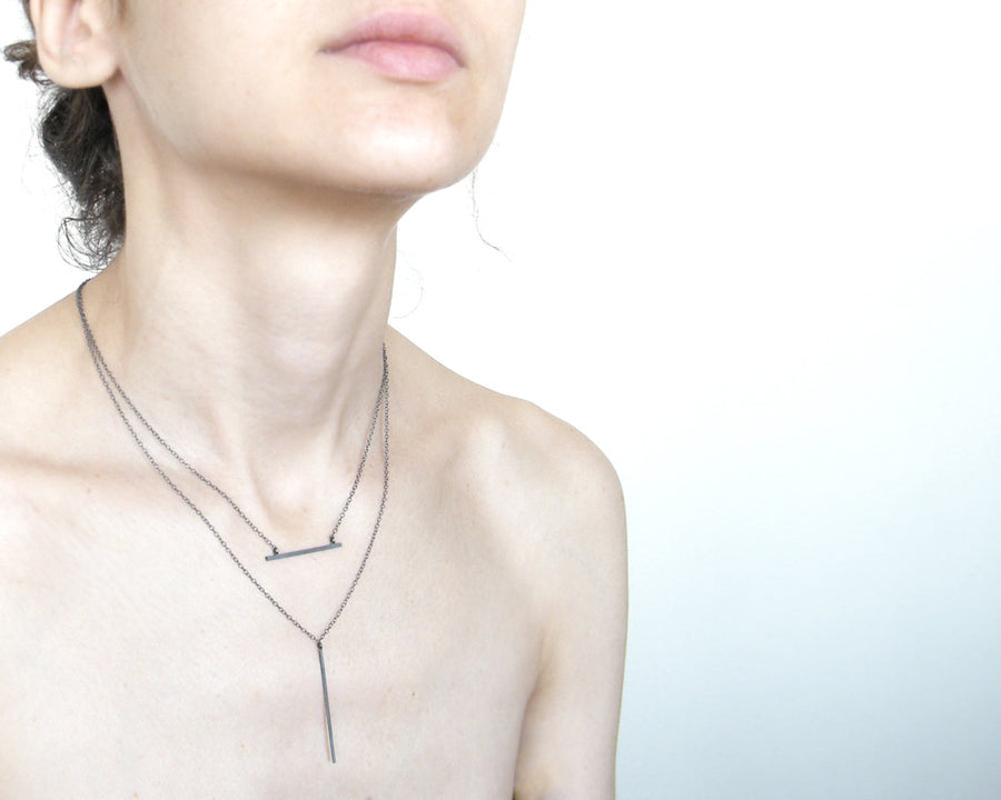 Silver bar minimalist necklace