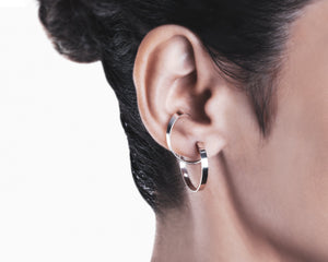Wide double hoops earrings